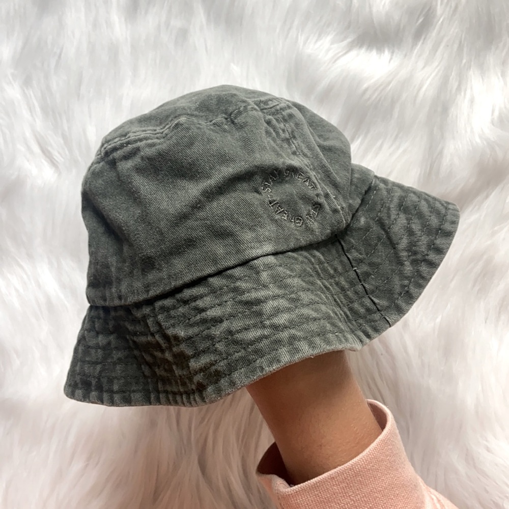 ZARA kids unisex green faded denim bucket hat